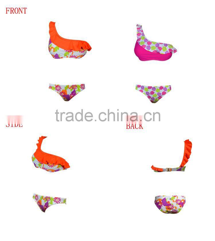 one strap floral print fabric lady bikini