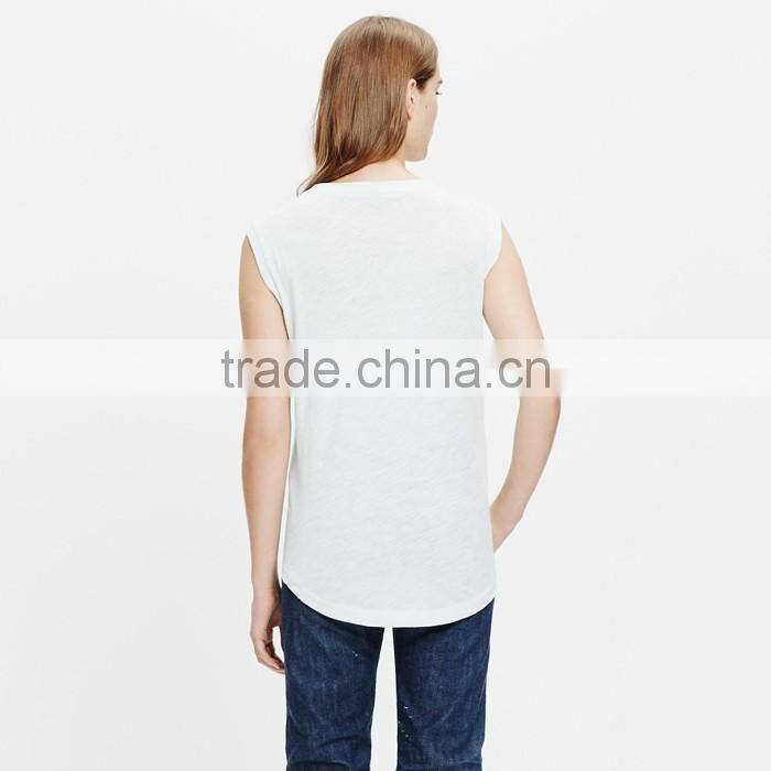 Slub white crewneck muscle wholesale tank top for women