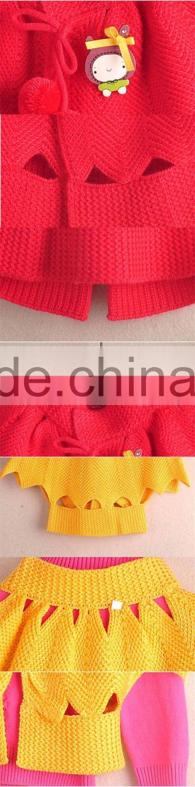 Stylish Princess design high quality yellow baby kids girls poncho cape coats