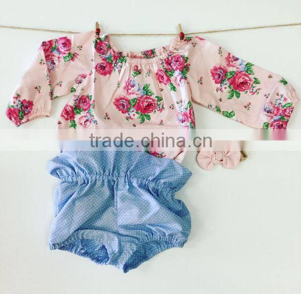 Floral Newborn Baby Romper Denim Shorts Outfit Clothing Set Kids Girl