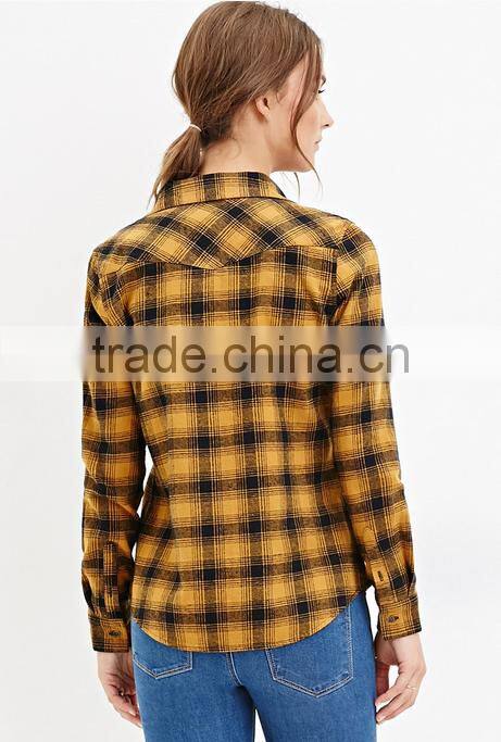 Guangzhou factory wholesale women shirt Scotland plaid shirt blouse
