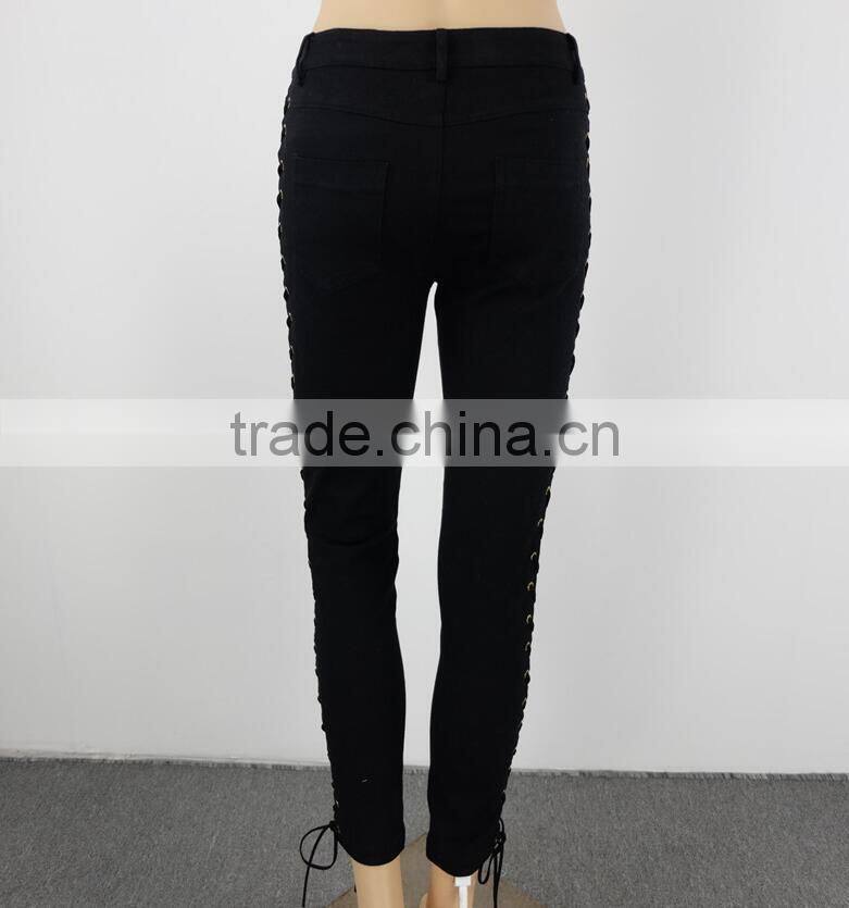 M1161 Runwaylover cross bandage tight pants autumn pants