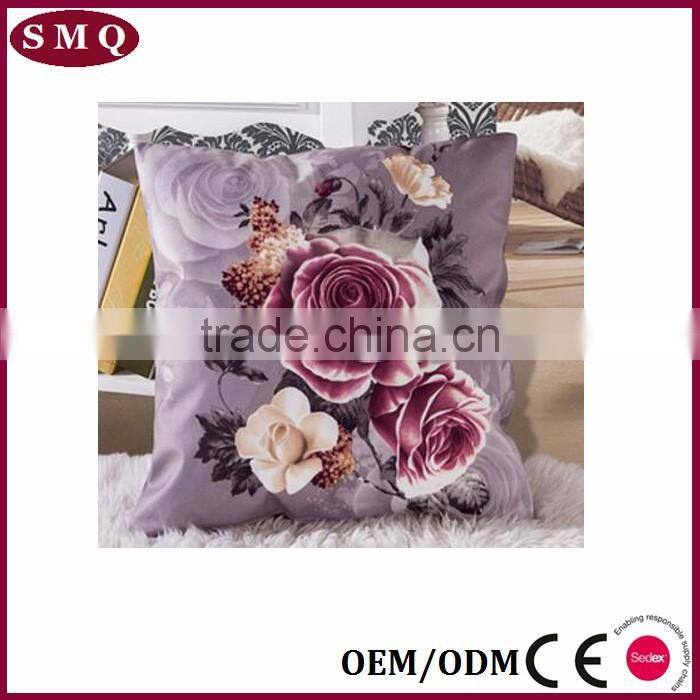 felt flower linen cotton plain cushion cover