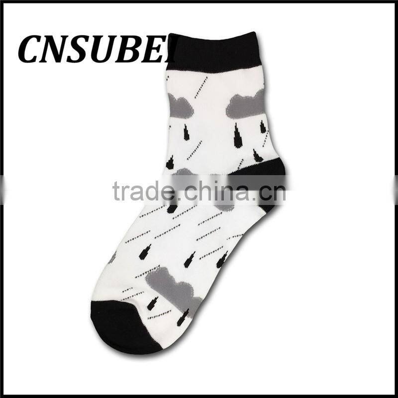 Customized men and women student cartoon weather rain popular candy color cotton socks