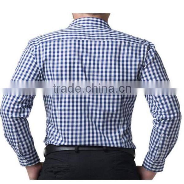 2016 new wholesale cutaway collar gingham long sleeve custom men's formal dress shirt