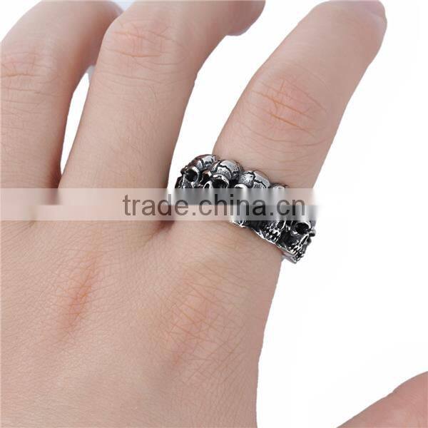 Stainless Steel Unadjustable Rings Antique Silver Skull