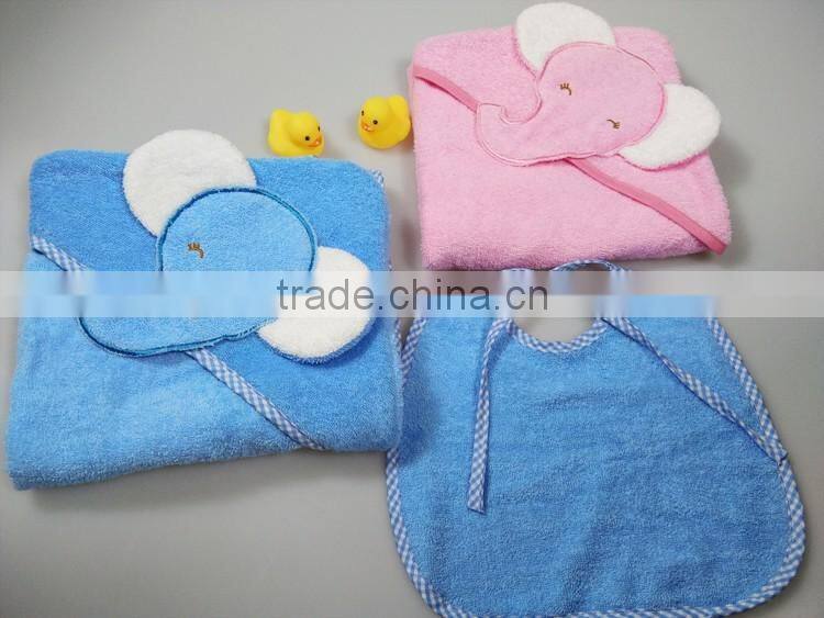 elephant hooded baby towel cotton terry hooded bath towel blue&pink
