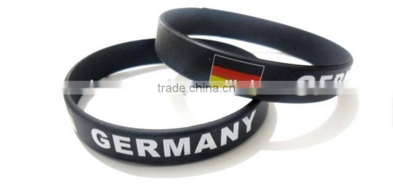 Hot promotion/embossed silicone bracelet/print silicone wristband/silicone bracelets
