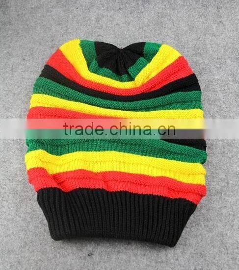Men's Women's Knit Ski Cap Hip-Hop Jamaican Rasta Stripe Winter Warm Hat/Long Knit Hat