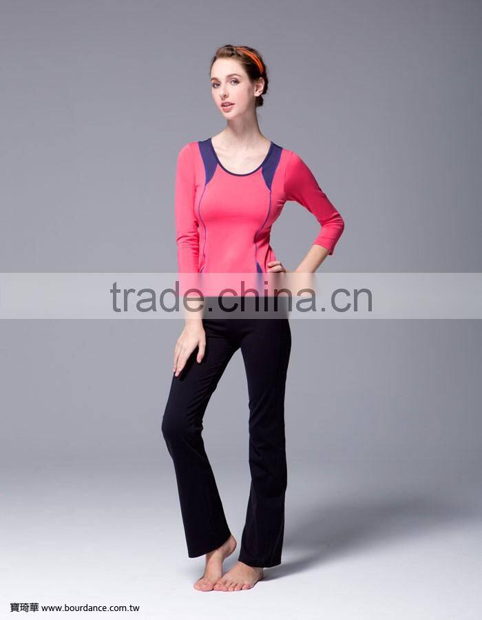 2017 Top quality sports wear 3/4 sleeve tops