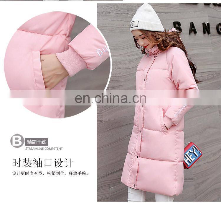 2017 new down jacket Korean version of the color hooded smile to increase the long section of women's cotton coat