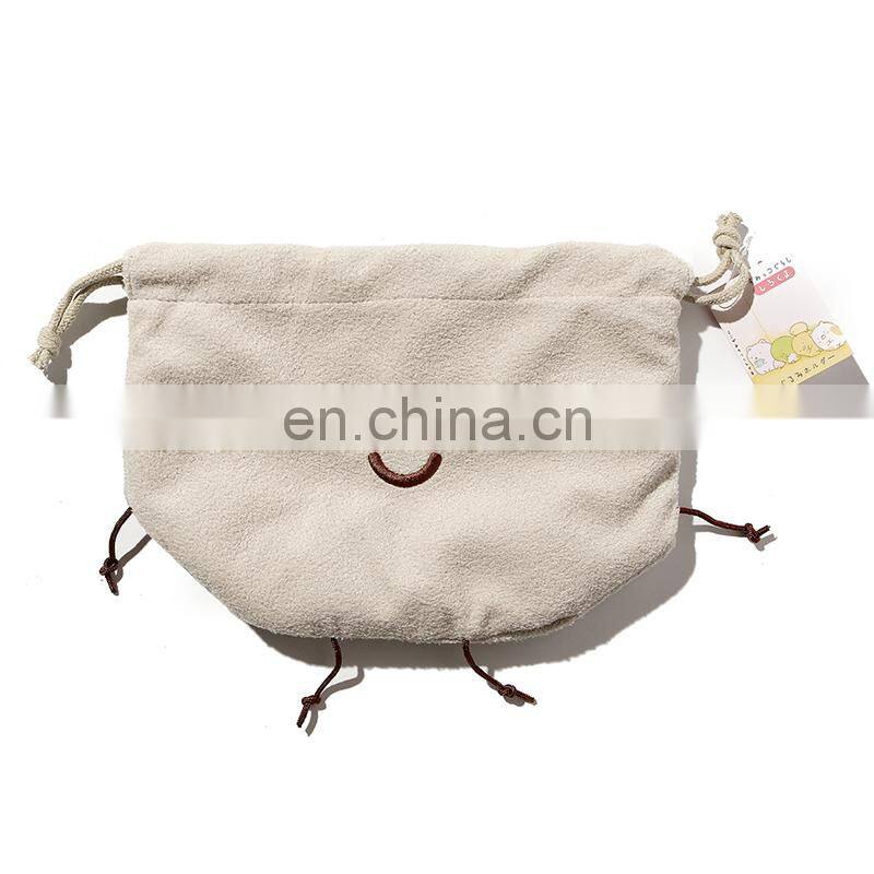 Custom luxury leather suede emoji drawstring pouch bag