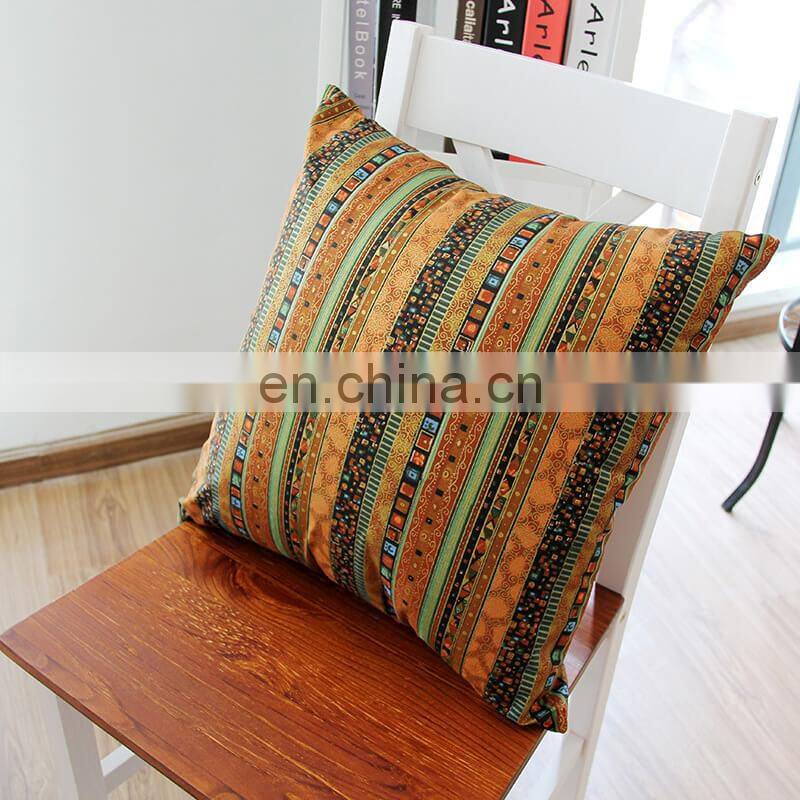 i@home Without core ethnic style gilded striped linen print pillow cushion cover for sofa