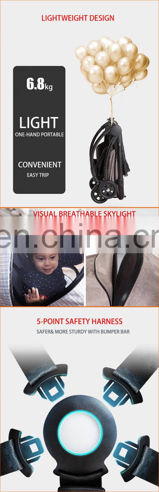 Luxury Easy Folding Baby Stroller 3 in 1 Reversible Seat Stroller Baby