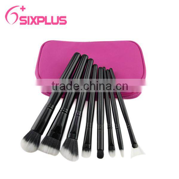 high end personalized hair brush set/ 8 piece black makeup brush/China beauty brushes set