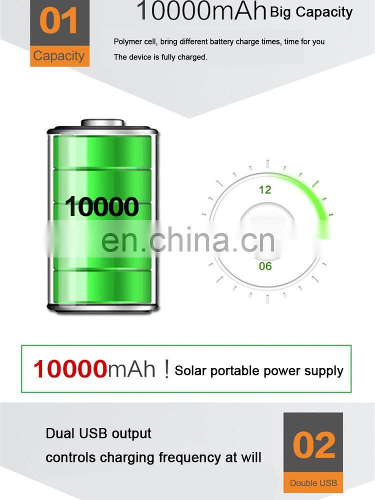 Hot Selling portable Custom solar charger sunlight traveller 10000mah solar Power Bank Powerbank