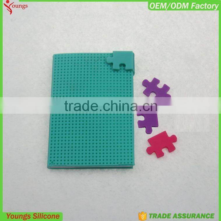 2016 A5 size silicone jigsaw puzzle cover note book school note book with silicone cover