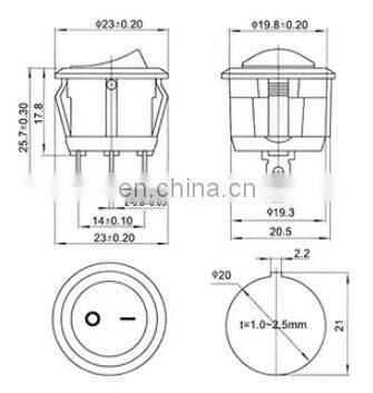 KCD1-105 20MM round rocker switch 3 Pins 6A 250V Power Switch with led light SPST 3PIN On/Off button switch