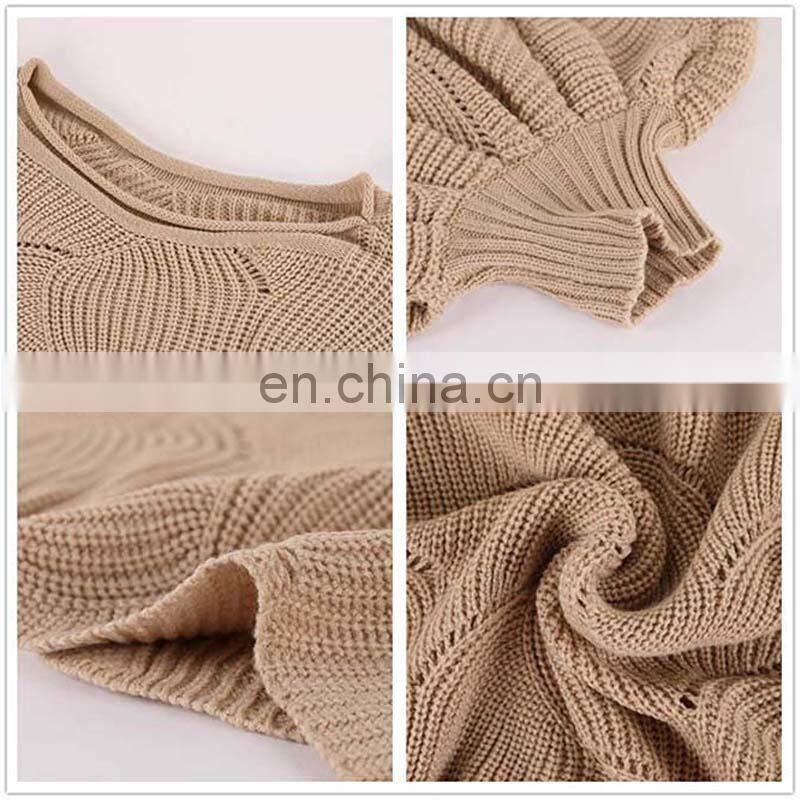 Wholesale custom women's sweaters Casual and comfortable Loose Solid color Large size hollow-carved design fashion