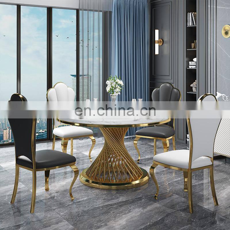 modern style round marble dinning table set dining room furniture