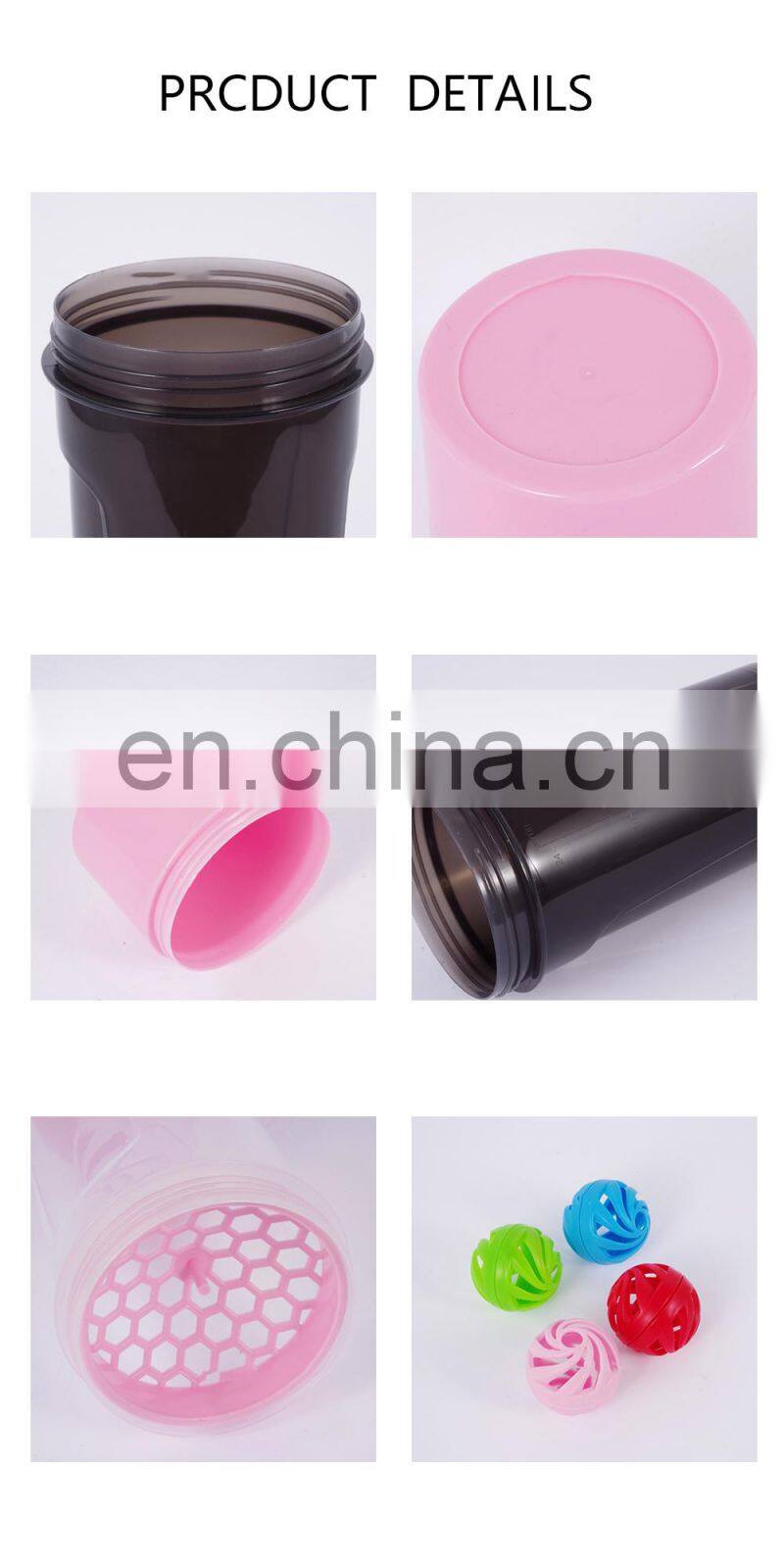 Hot selling plastic protein powder shakers water bottle leak proof customize logo protein shaker bottles