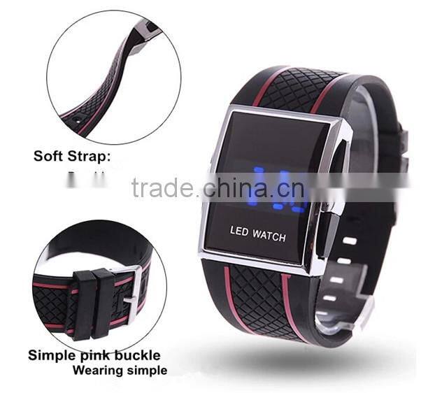 LED watch with rubber strap and alloy watch case