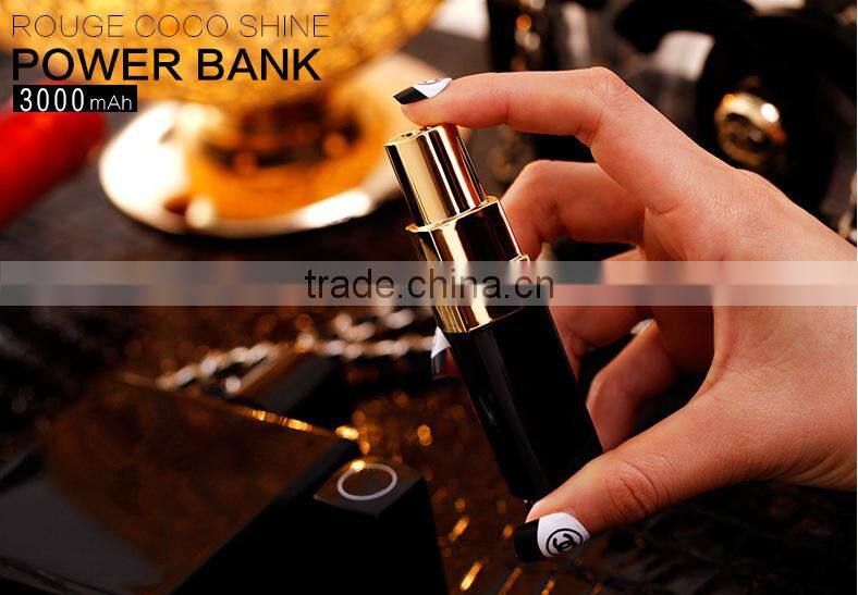 Best selling products lipstick power bank 3000mah charger universal portable phone charger