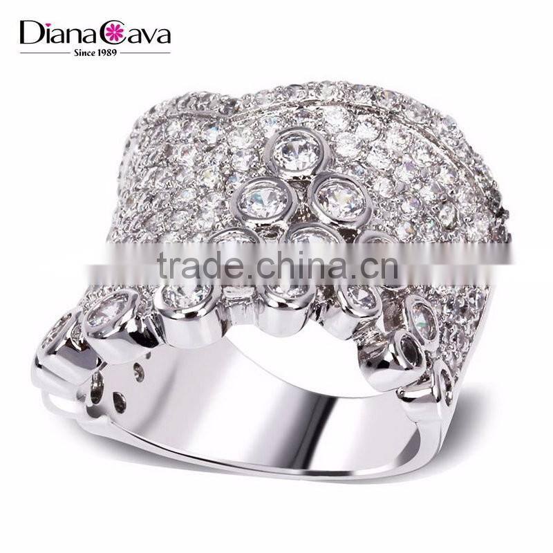 High Quality Fashion CZ Crown Shape Handmade Setting Luxury Ring Zircon Jewelry