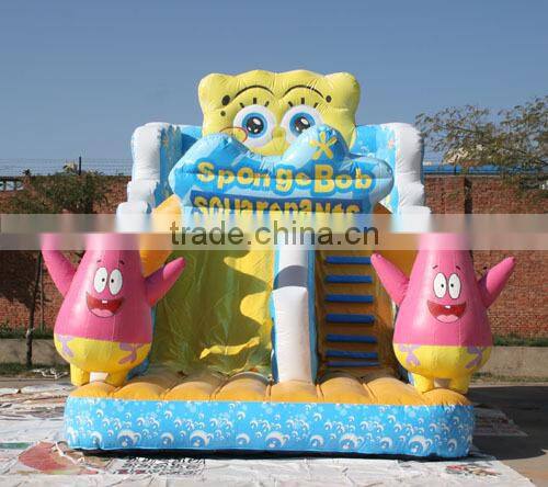 Hot sale inflatable play structure sponge bob beautiful slide