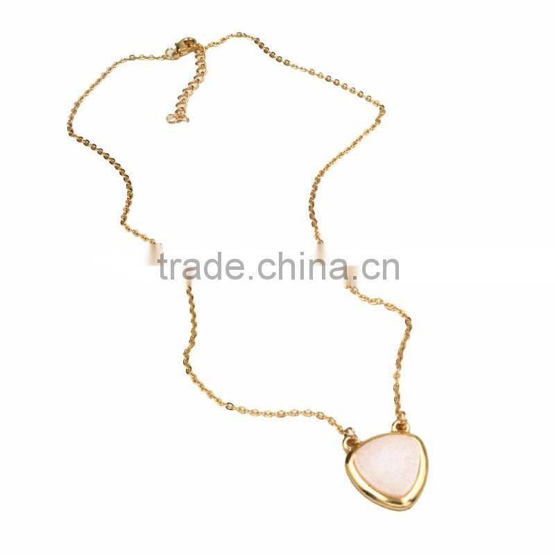 Pink Resin Semi Precious Stone Gold Chain Jewellery Fashion Teen Girls Necklace