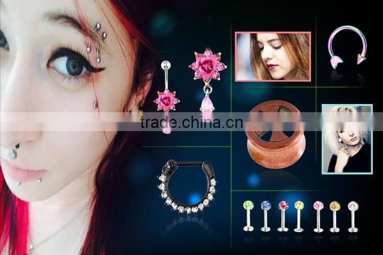Multi-colour ball banana piercing wholesaler surgical steel 100 nickel free navel ring