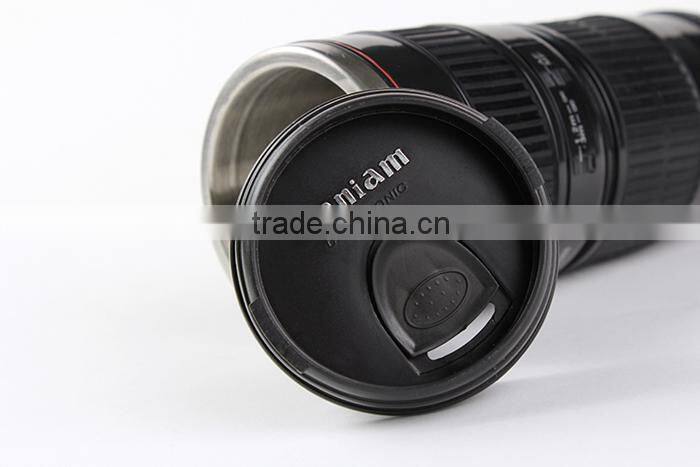 Small Black 2 Generation Stainless Steel Camera Lens Mug Cup for Canon 70-200MM