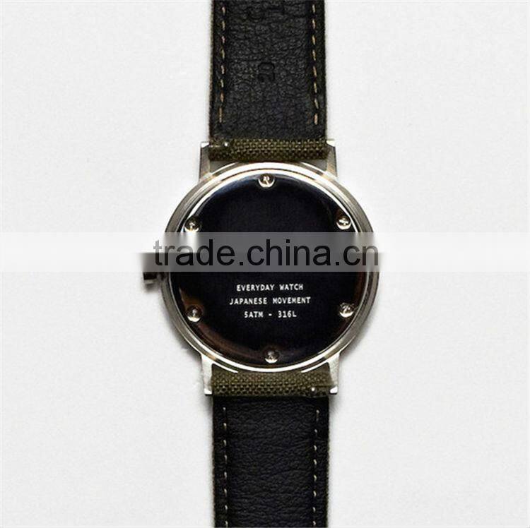 Minimalist design versatile accessory pvd rose gold case calf leather strap watch stainless steel back women