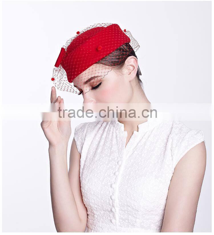 Bridal Wedding Lady Hat Wool Fascinator Church Women Hat