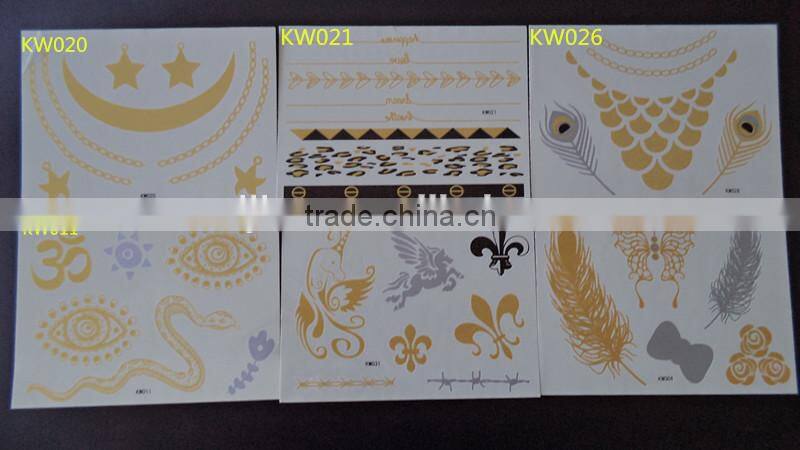 2015 FACE temporary tattoos face jewelry sticker golden tattoo KW- series 15*10.5CM