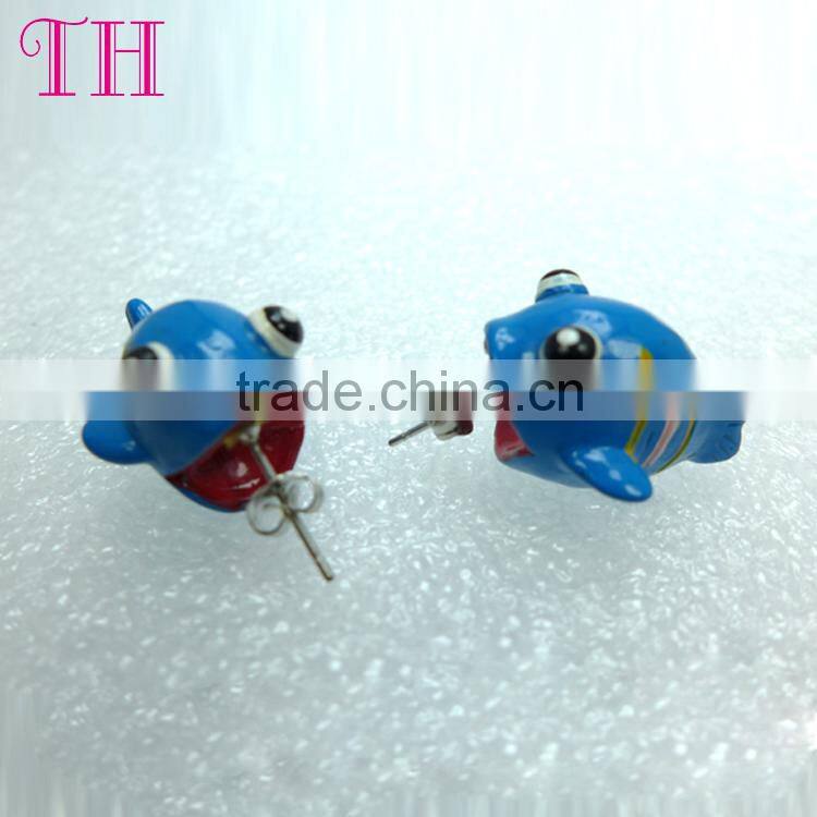 factory wholesale low price fish and turtle shape resin drop earring trendy tribal old model earrings for child