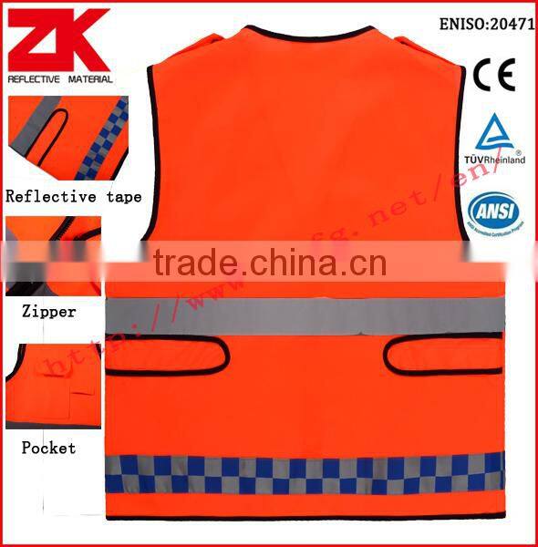 100% polyester high visibility reflective running vest with EN20471 and ANSI/ISEA