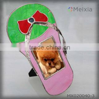 MX020040-16 china wholesale tiffany style stained glass shoe design photo picture frame for home decoration