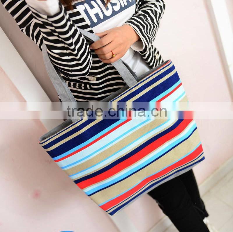 Personalized Embroidery Monogram Chevron Canvas Handbag Beach Tote