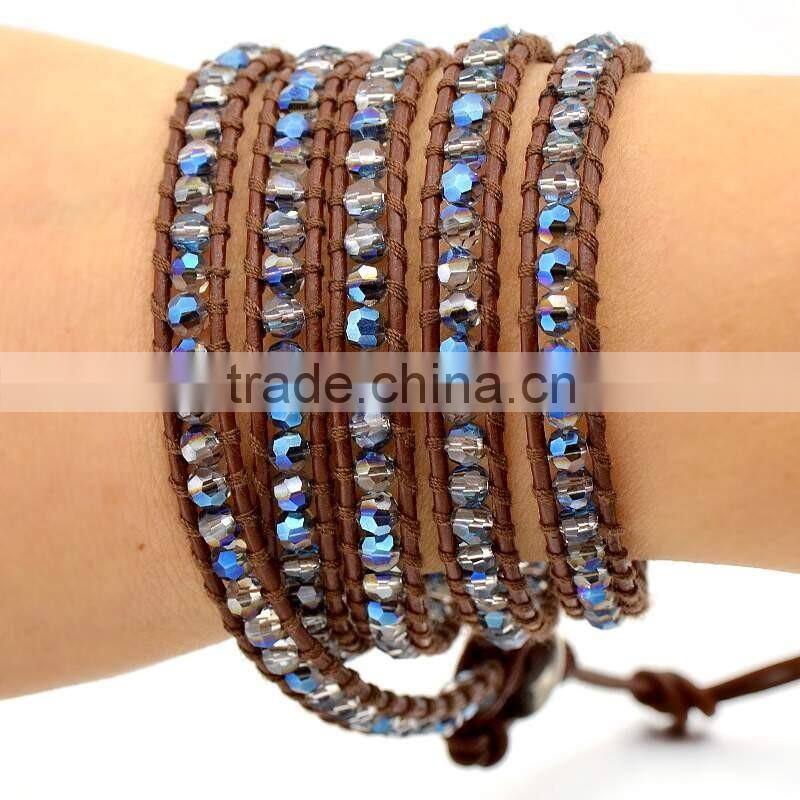 New arrival bohemian leather bracelets,leather beaded wrap bracelet