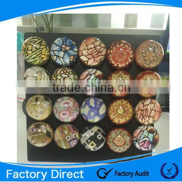 2015 Customized dome crystal glass fridge magnet