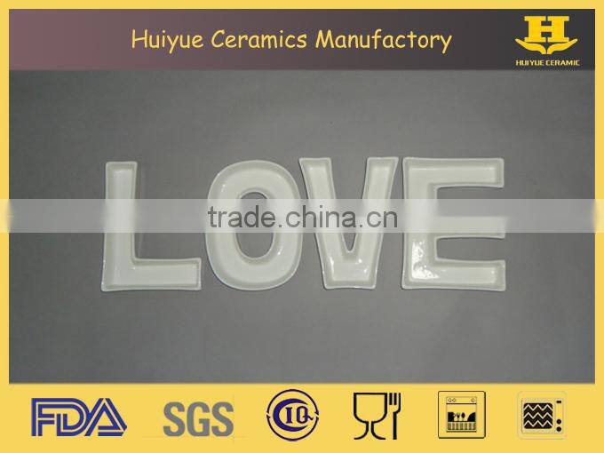 porcelain letter plates white color HAPPY BIRTHDAY