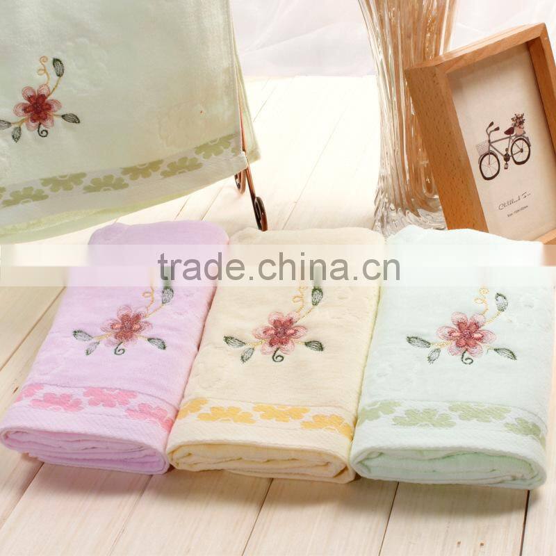 100% cotton yarn flower personal design luxury embroidered face towels