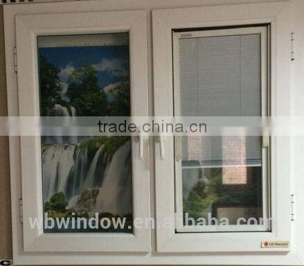 Graceful pvc casement window with blinds inside design,shutter window