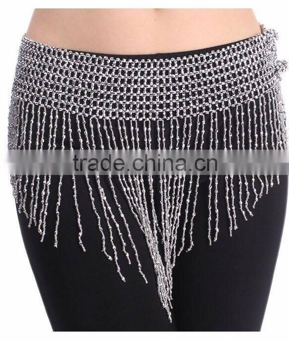2016 Women Cheap Belly Dance Hip Scarf Gold and Silver 2 Colors Bellydance Chain Belt Egyptian Dance Wear Accessories for Sale