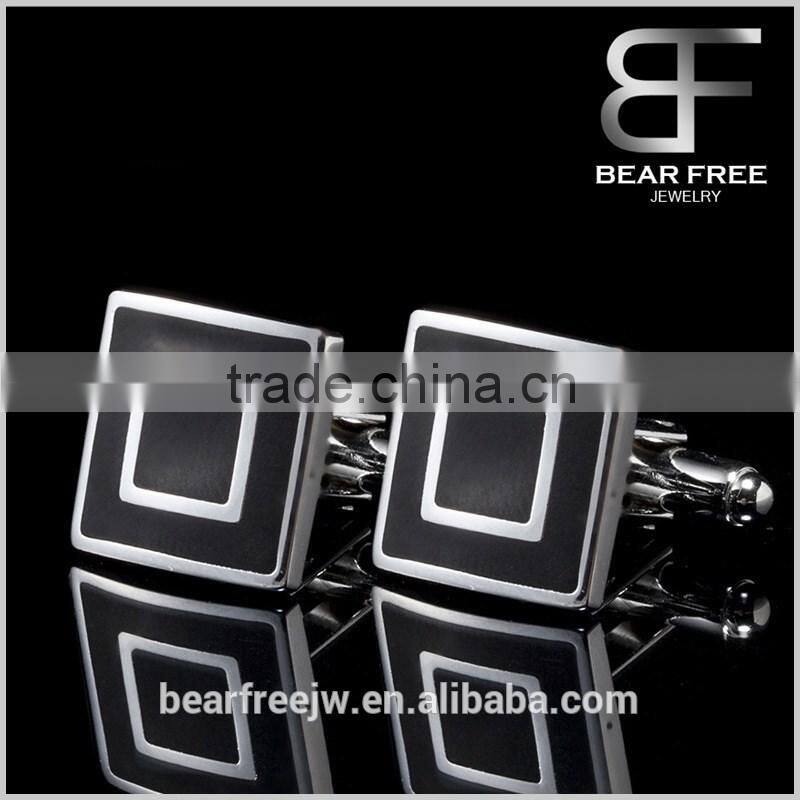 Mens Square Black Modern Ornate Wedding Shirts Cufflinks 1 Pair Set