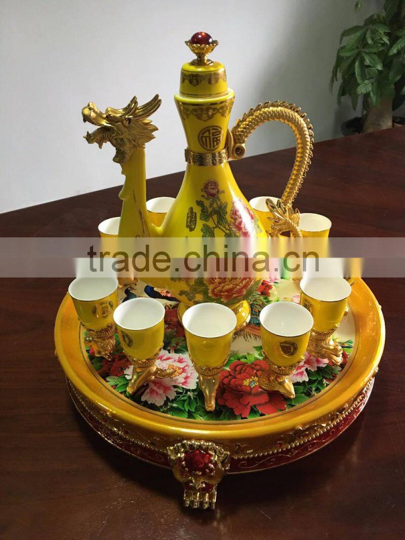 12 zodiac yellow ceramic wine cups,artistic ceramic cup