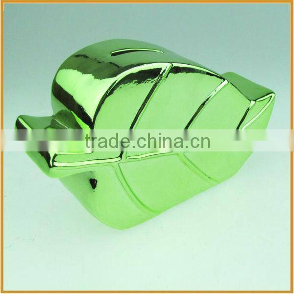 wholesale leaf shape ceramic coin bank money box