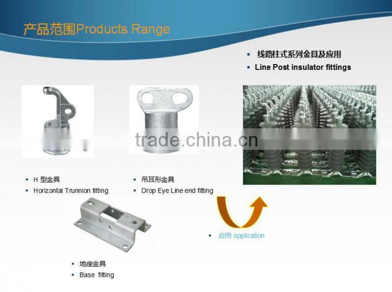 Line post polymer insulator end fitting horizontal trunnion type