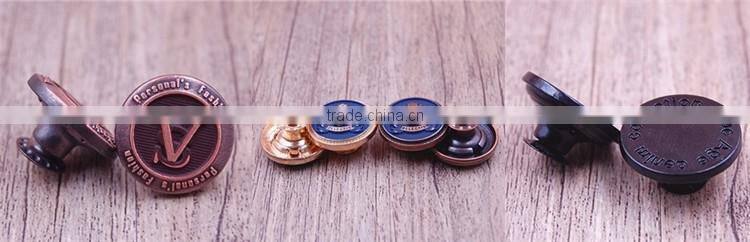 Custom crown jean jacket gold metal buttons rivets